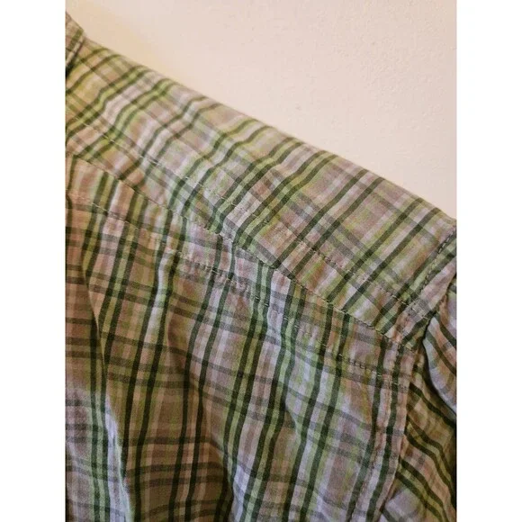 The North Face Casual Shirt Mens Large Green Check Button Up Chest Pocket - Picture 3 of 9
